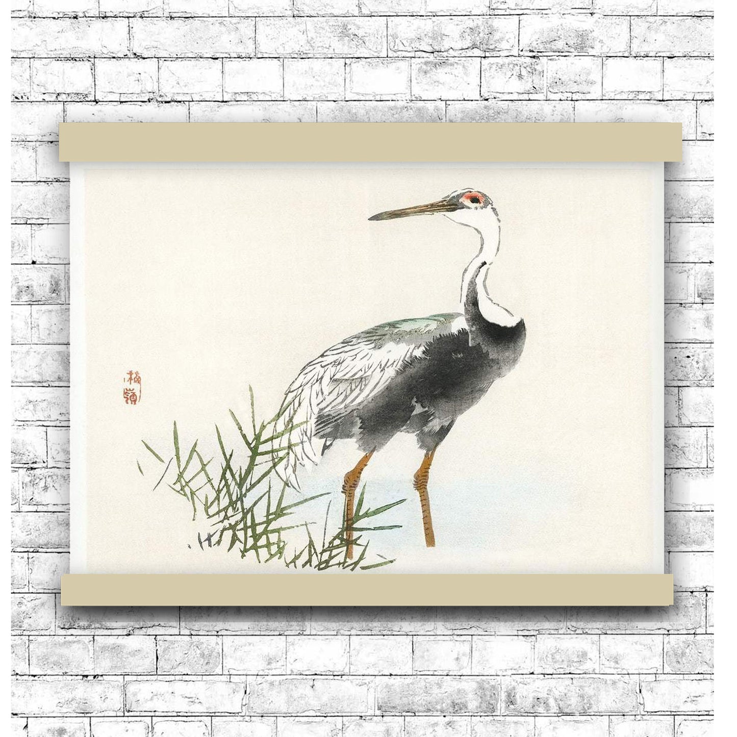 Crane by Kōno Bairei (1913) | Hanging Canvas Art | Choice of Board Colors