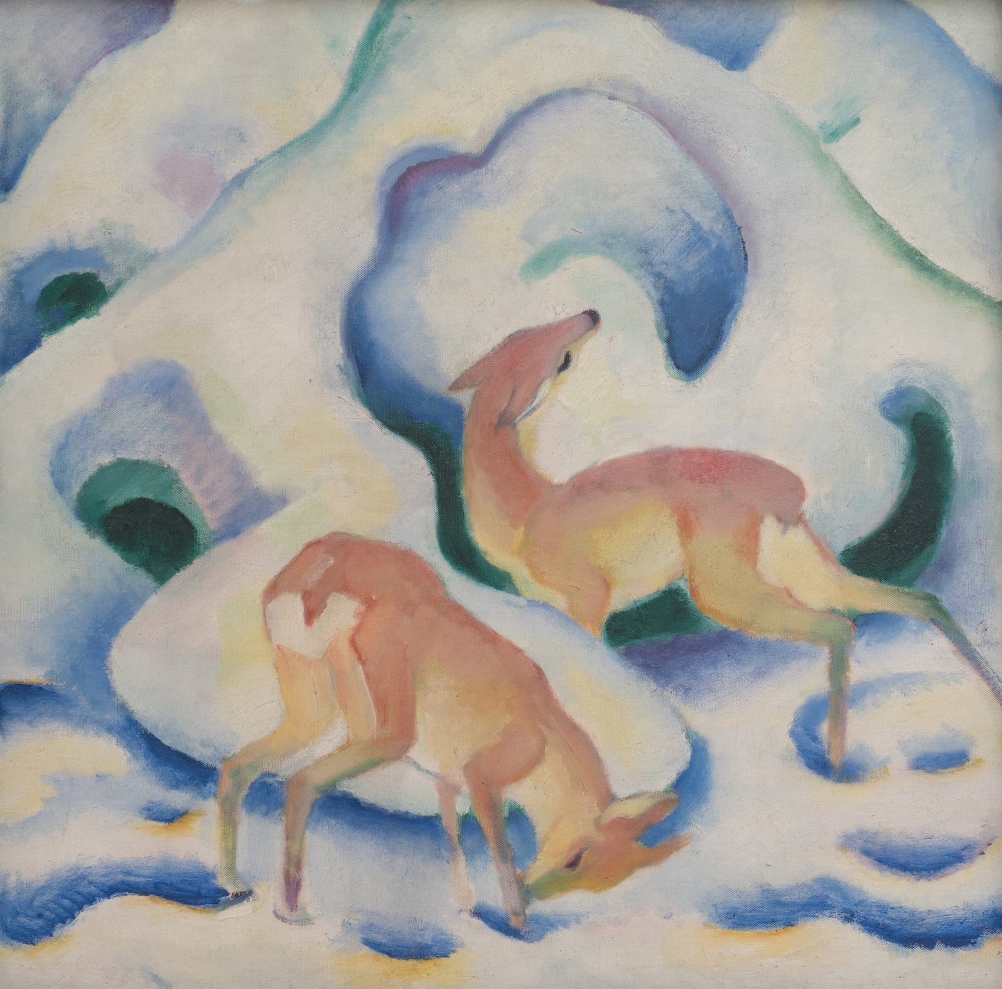 Deer in the snow II by Franz Marc