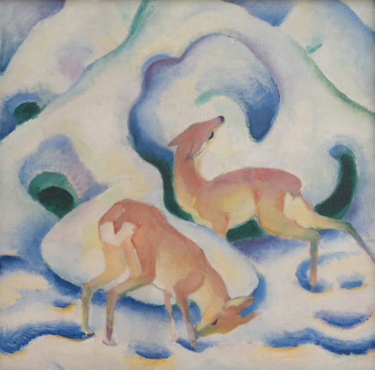 Deer in the snow II by Franz Marc