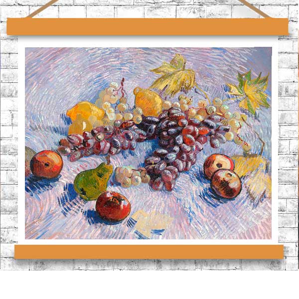Grapes, Lemons, Pears, and Apples by Vincent van Gogh - Buy Print Only or Mounted with Choice of Accent Color