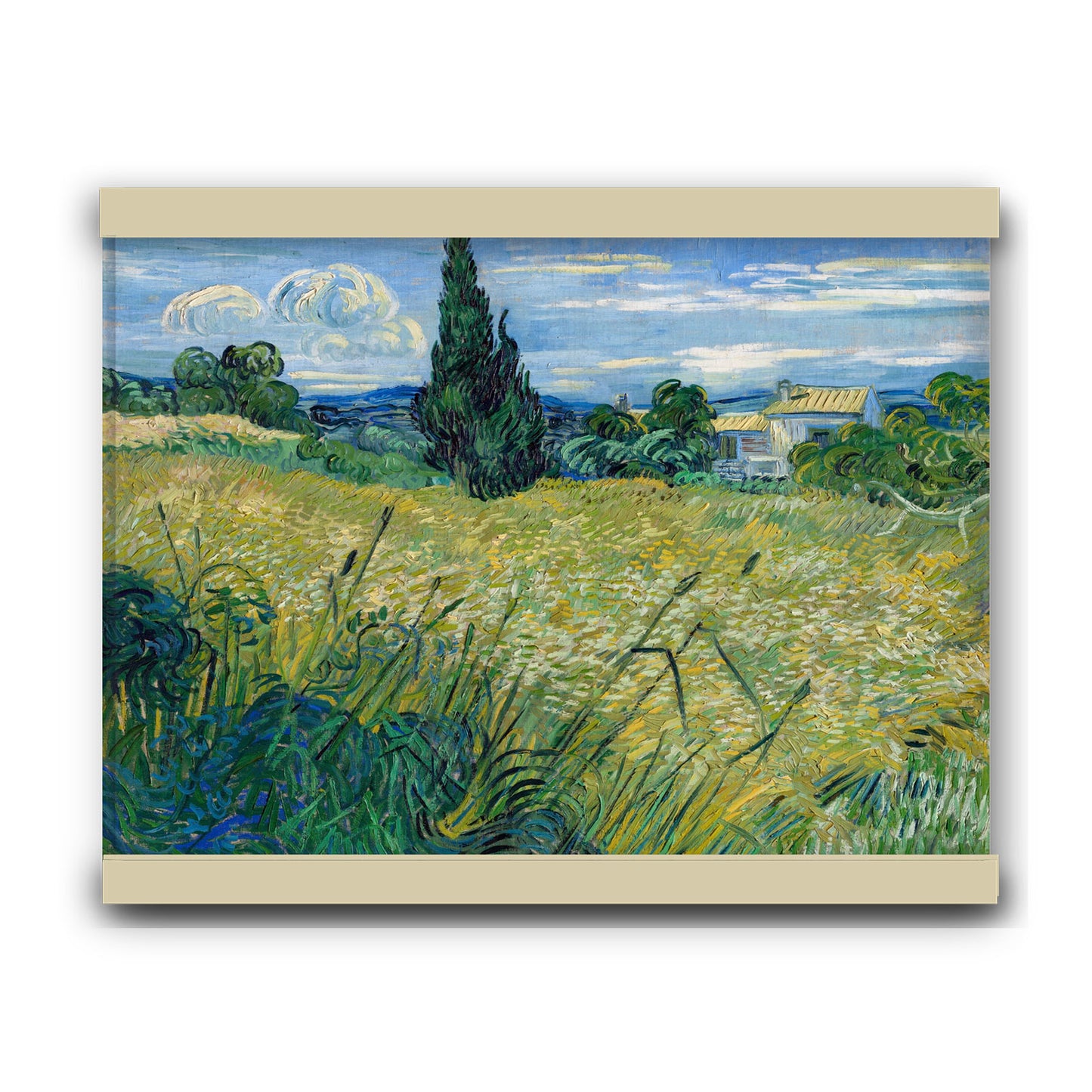 Green Wheat Field with Cypress (1889) by Vincent van Gogh | Hanging Canvas Art | Choice of Board Colors