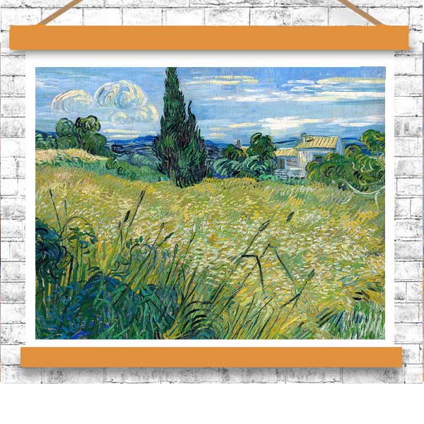 Green Wheat Field with Cypress (1889) by Vincent van Gogh - Buy Print Only or Mounted with Choice of Accent Color