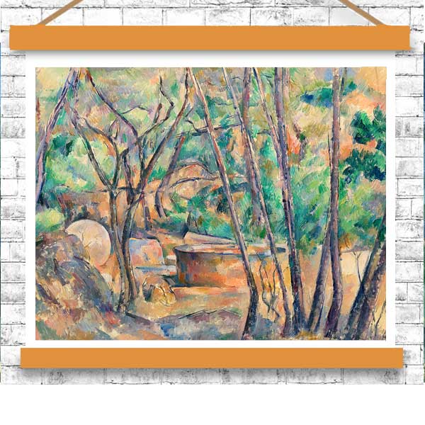 Millstone and Cistern under Trees by Paul Cezanne - Buy Print Only or Mounted with Choice of Accent Color