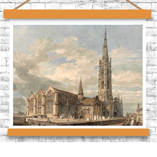 North East View of Grantham Church, Lincolnshire by J.M.W. Turner - Buy Print Only or Mounted with Choice of Accent Color
