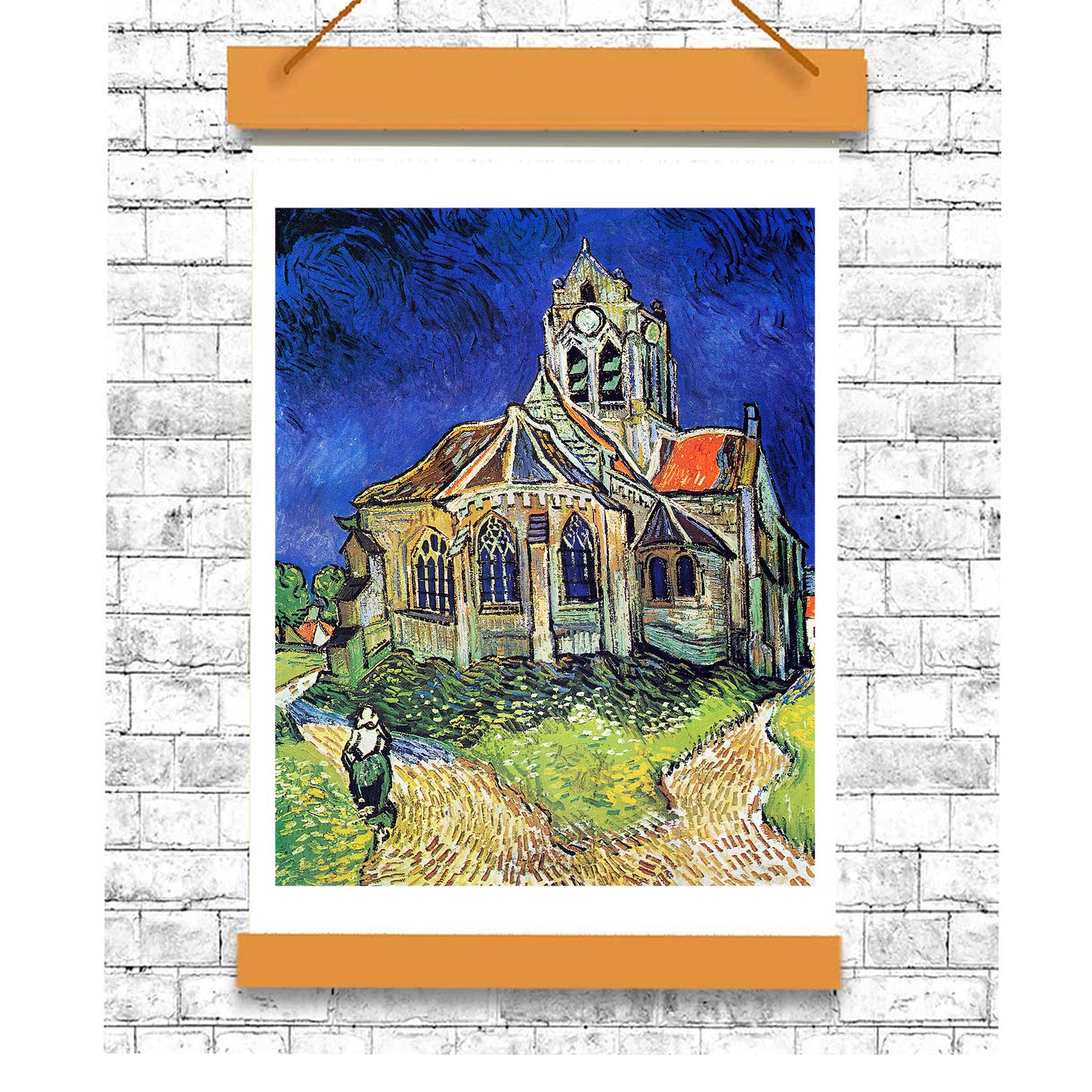 The Church at Auvers (1890) by Vincent Van Gogh - Buy Print Only or Mounted with Choice of Accent Color