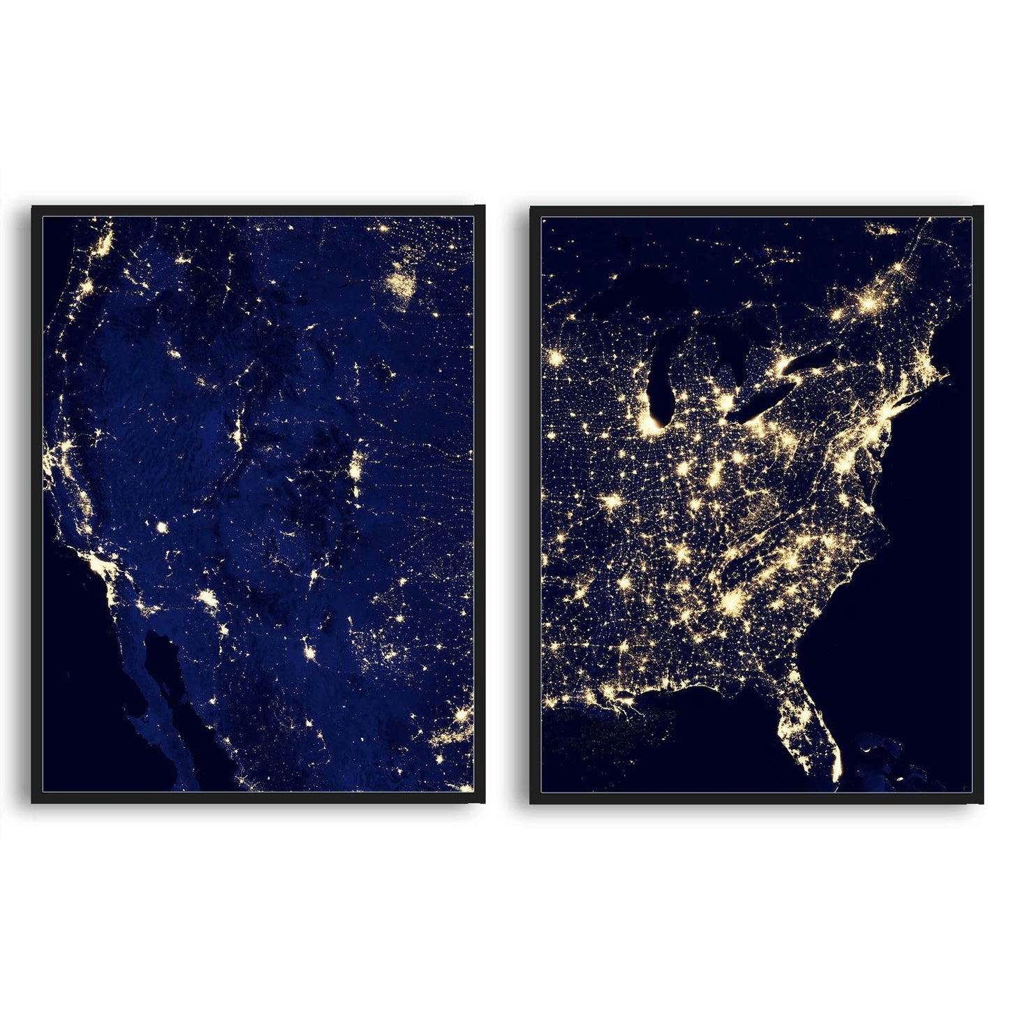Amazing Image of the United States of America at Night | Choose Style | Size & Trim Color
