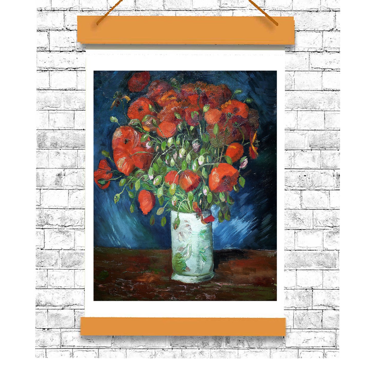 Vase with Poppies (1886) by Vincent Van Gogh - Buy Print Only or Mounted with Choice of Accent Color