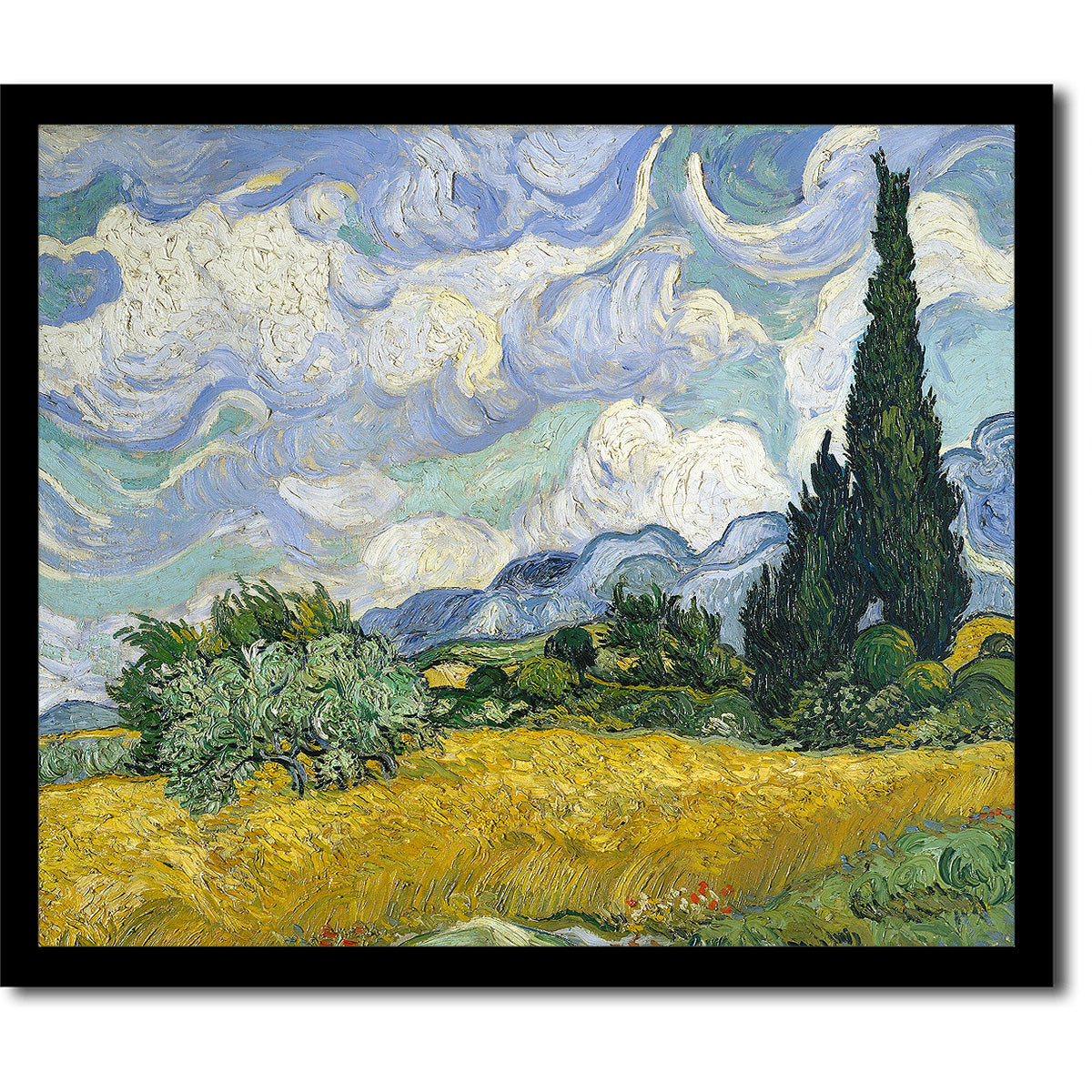Wheat Field with Cypresses by Vincent van Gogh - Buy Print Only or Mounted with Choice of Accent Color