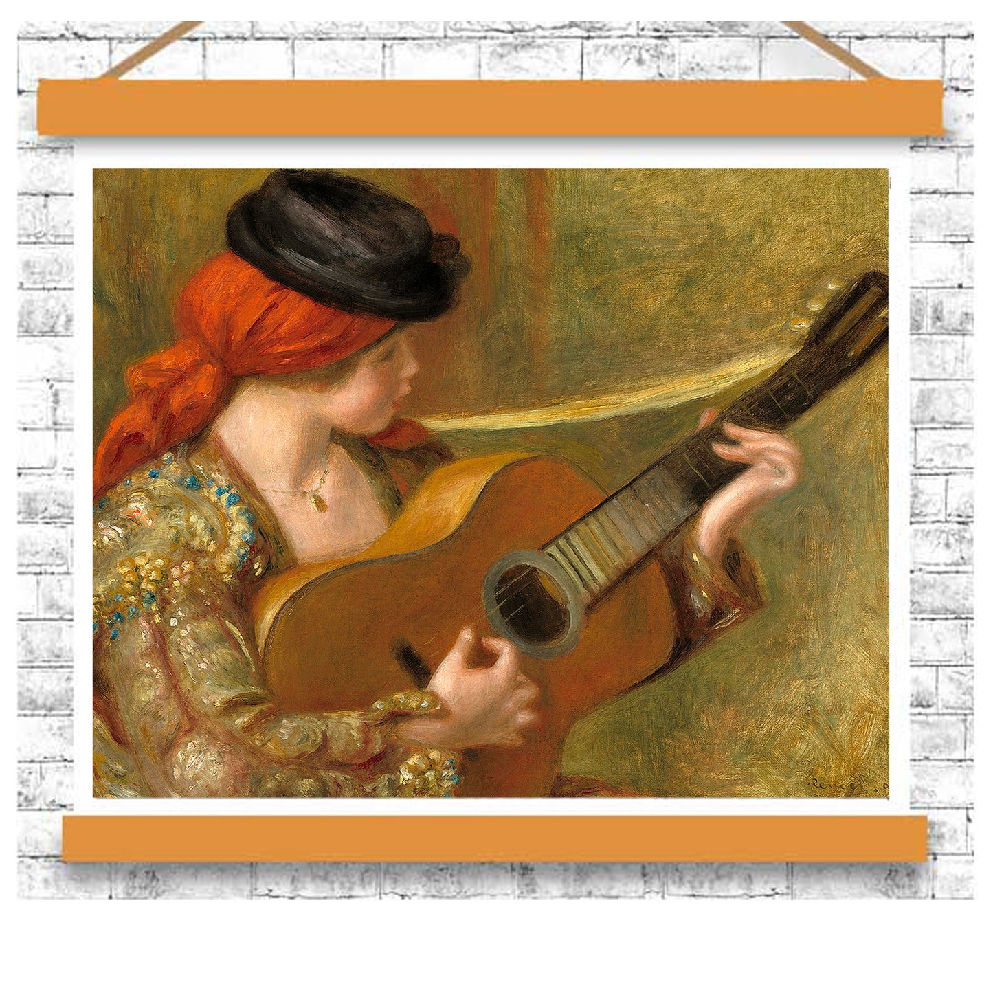 Young Spanish Woman with a Guitar (1898) by Pierre Renoir - Buy Print Only or Mounted with Choice of Accent Color