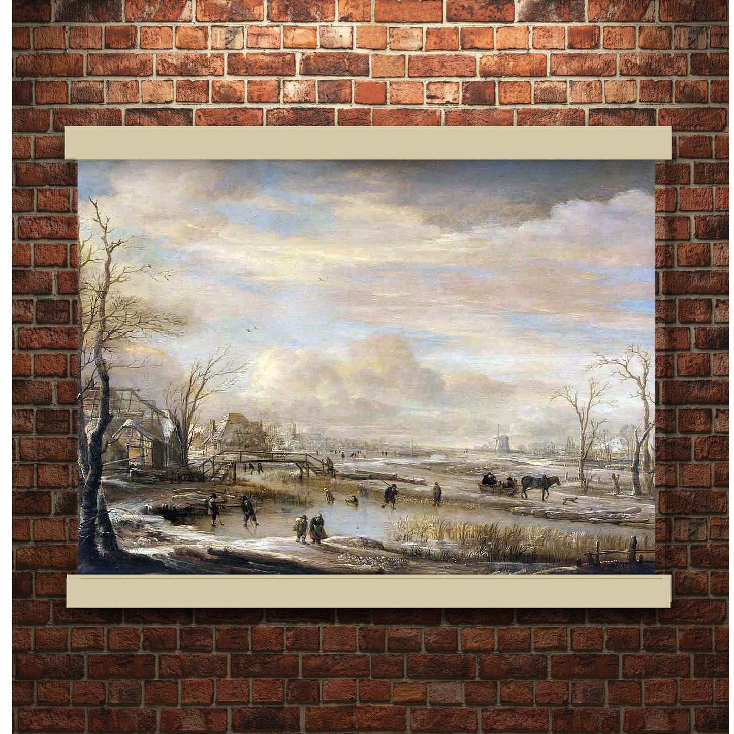 Frozen River with a Footbridge by Aert van der Neer 1650