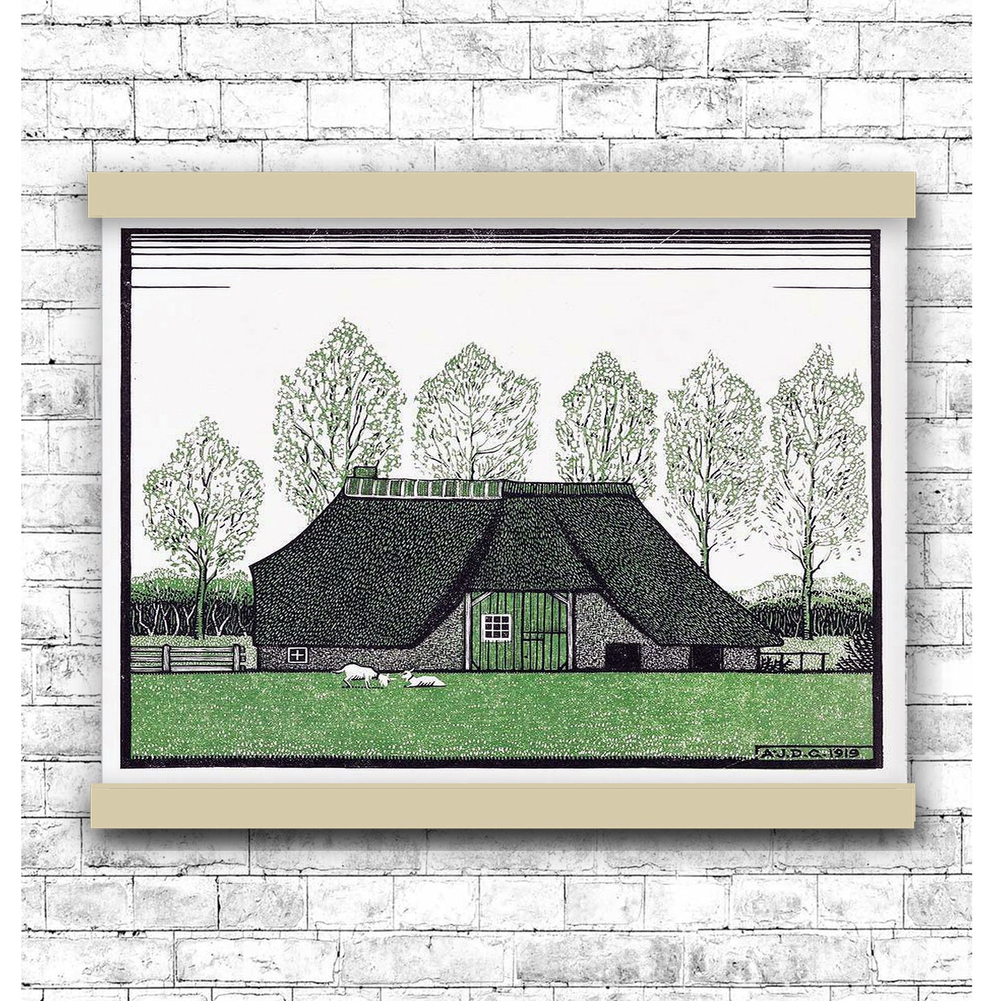Farmhouse with thatched roof (1919) by Julie de Graag