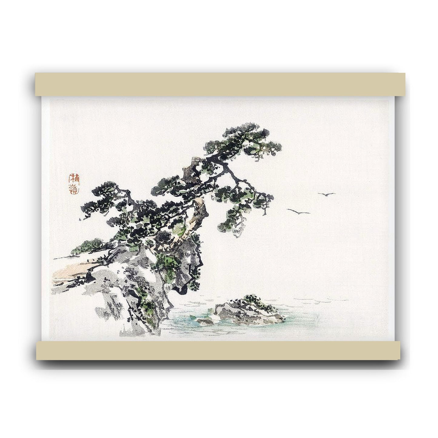 Cliff by Kōno Bairei (1913) | Hanging Canvas Art | Choice of Board Colors