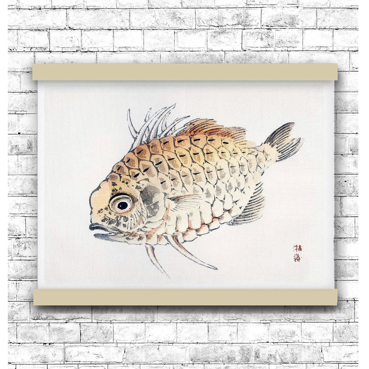 Fish by Kōno Bairei (1913) | Hanging Canvas Art | Choice of Board Colors