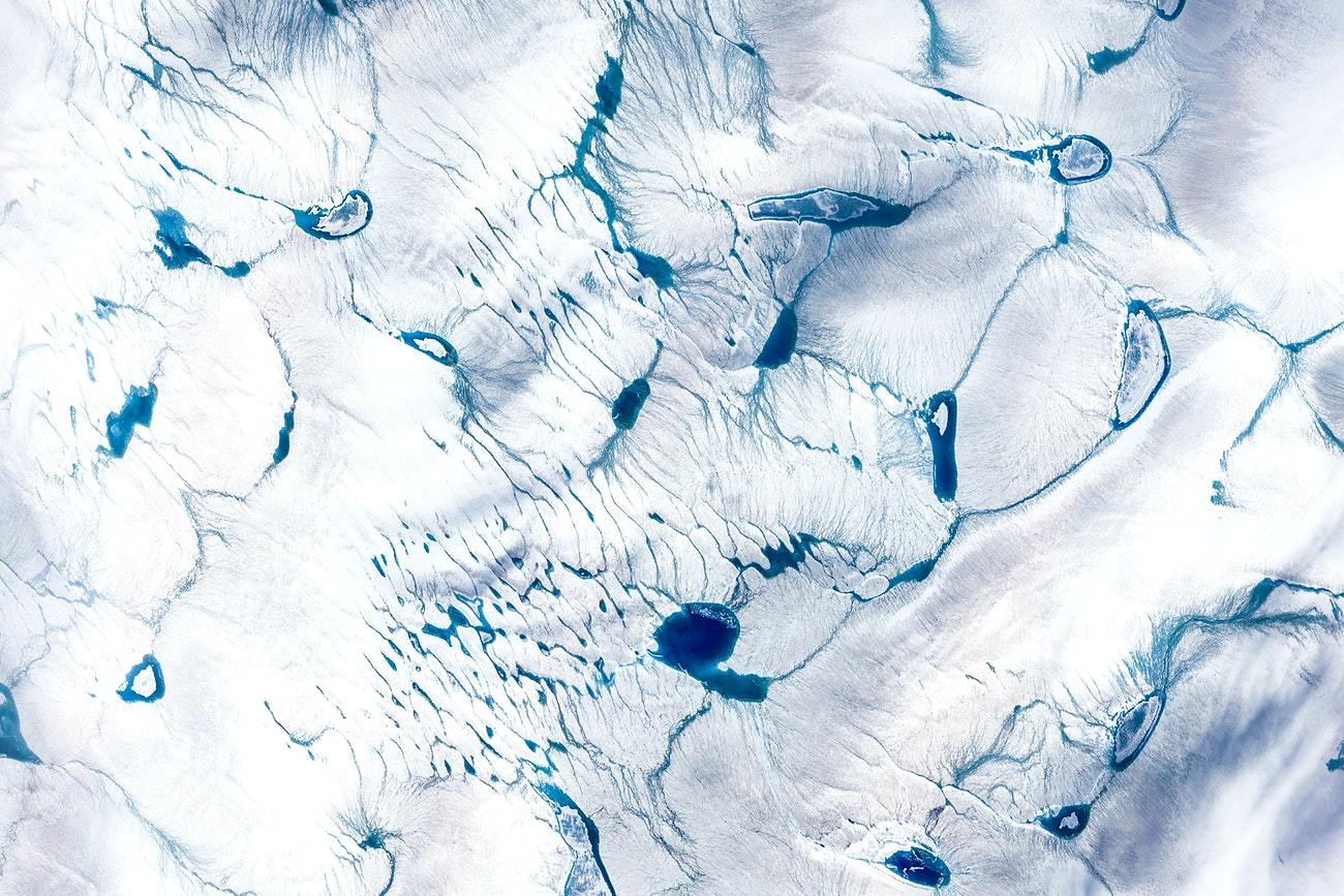 A satellite image of the Greenland Ice Sheet.