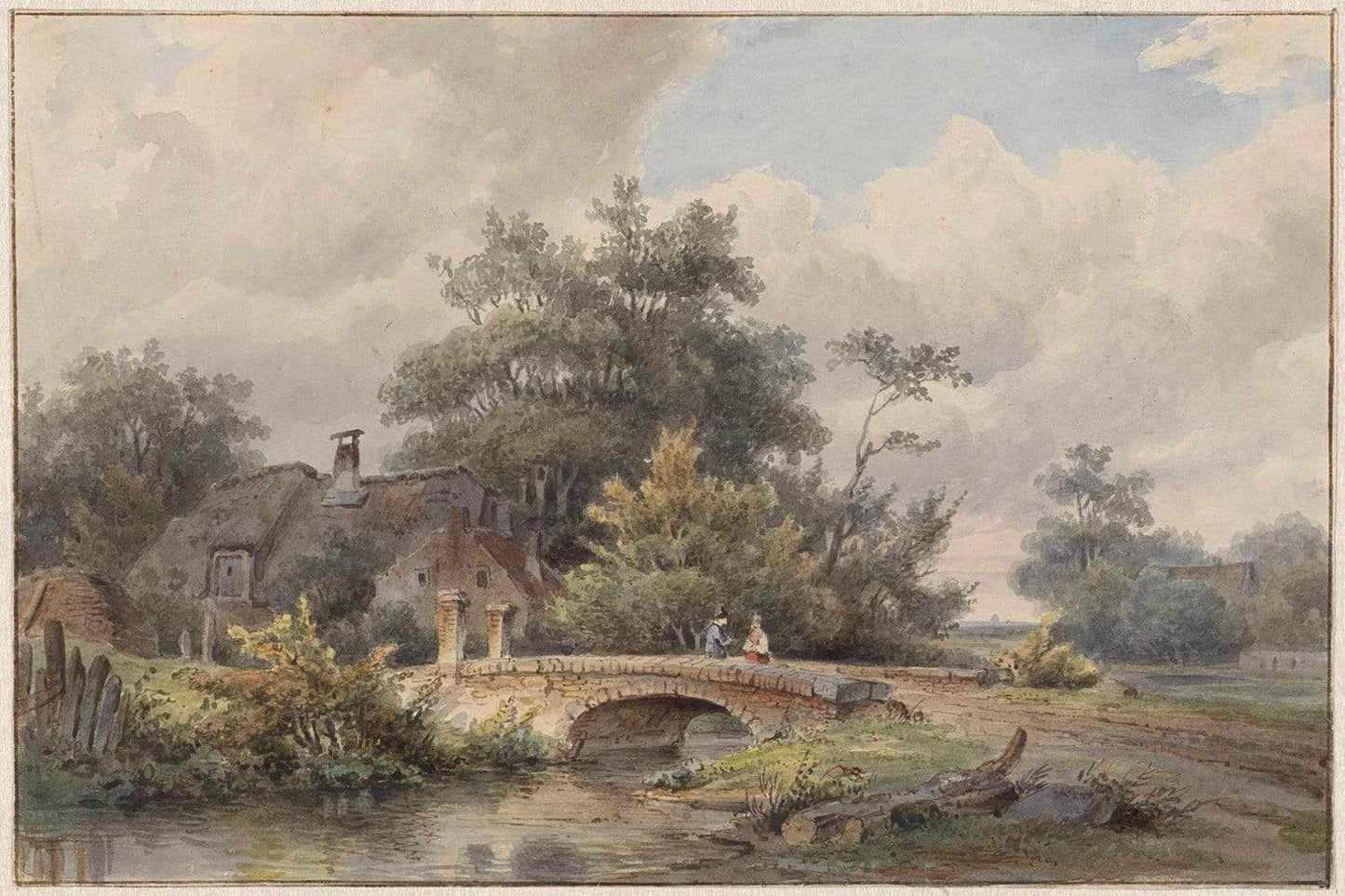 Landscape Stone Bridge by Barend Cornelis Koekkoek 1813