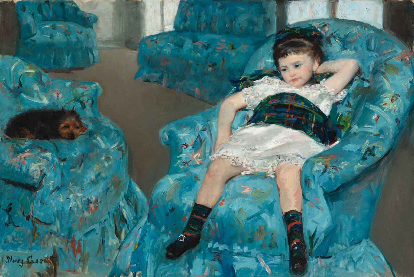Little Girl in a Blue Armchair by Mary Cassatt 1884