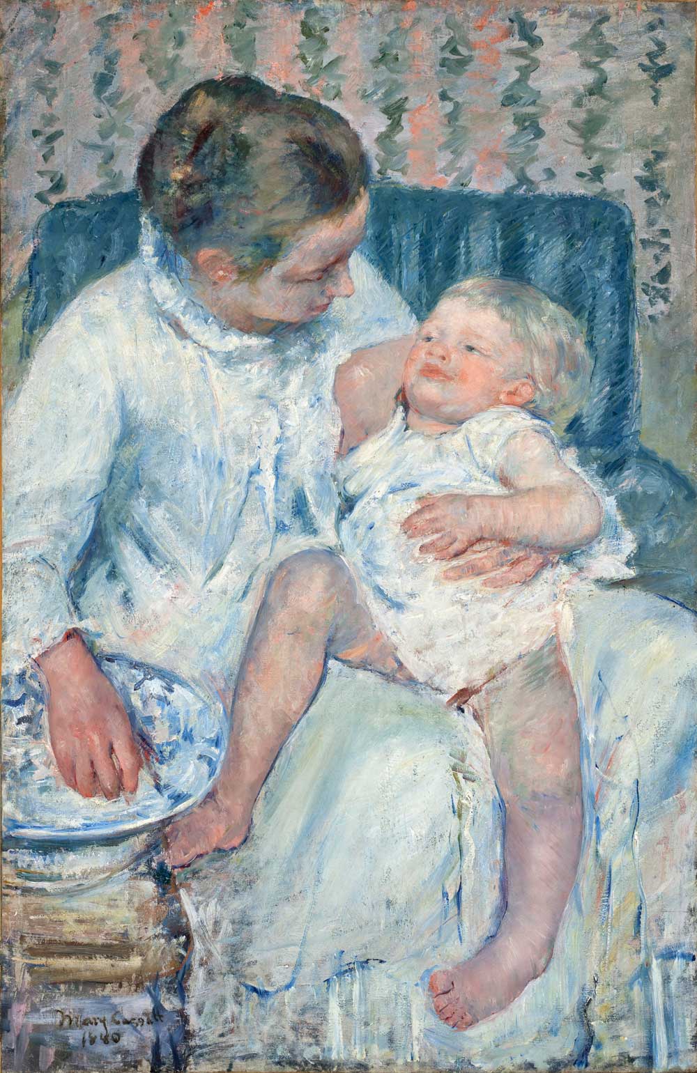 Mother About to Wash Her Sleepy Child by Mary Cassatt 1880