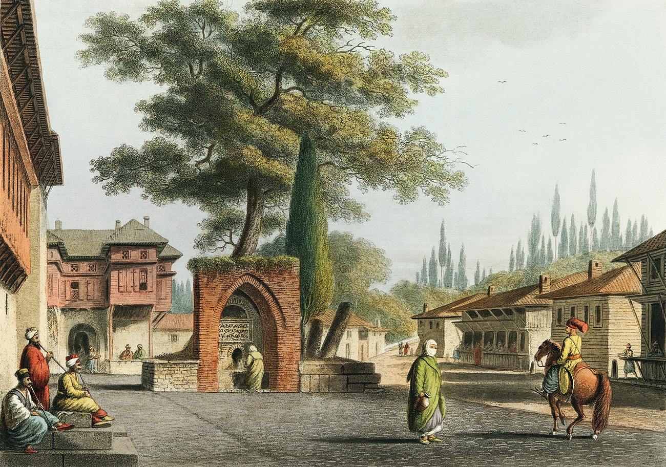 Caravansary at Kustchiuk Czemege by Luigi Mayer (1755-1803)