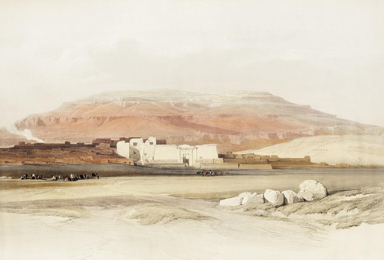 Medinet Habu (Medint) in Thebes by David Roberts (1796-1864)