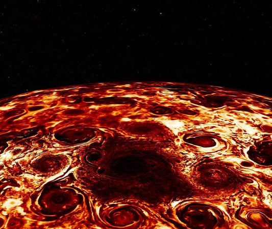 Cyclones encircle Jupiter's North Pole by NASA