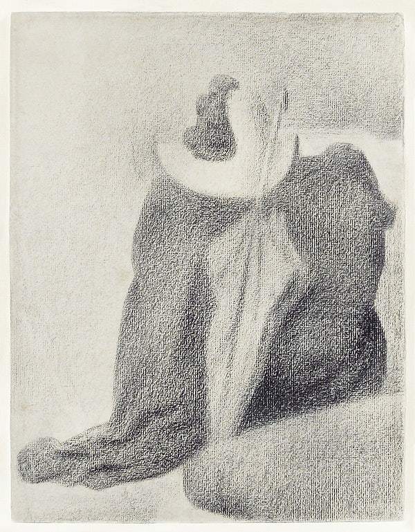 Still Life With Hat, Parasol, and Clothes on a Chair (1887) by Georges Seurat