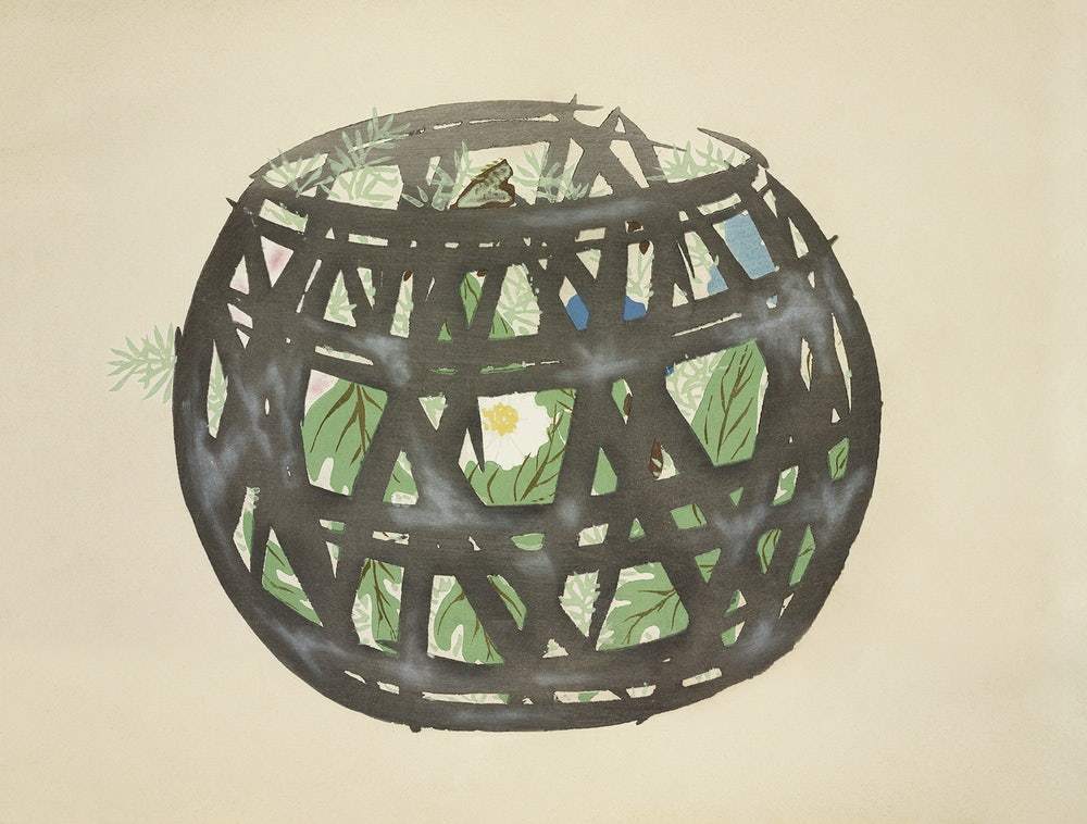 Basket from Momoyogusa by Kamisaka Sekka
