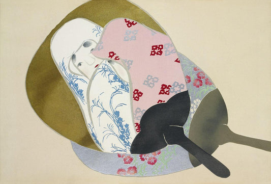 Girl in fan from Momoyogusa by Kamisaka Sekka