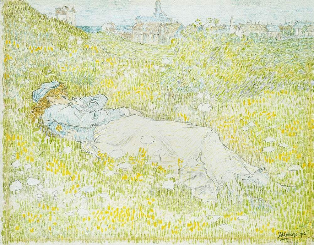 Woman Lying in the Dunes near Noordwijk (1902) by Jan Toorop