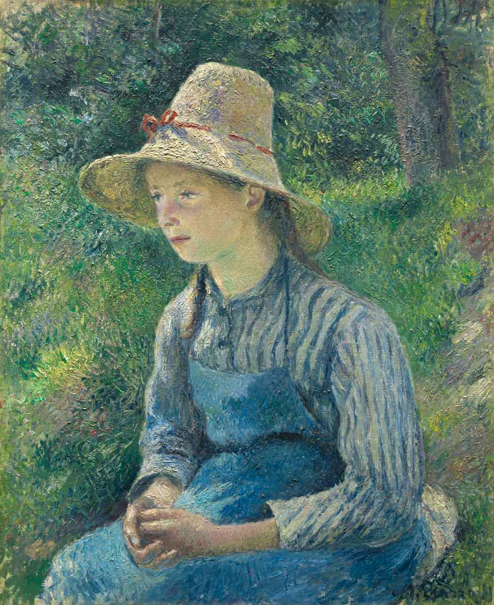 Peasant Girl with a Straw Hat by Camille Pissarro 1881