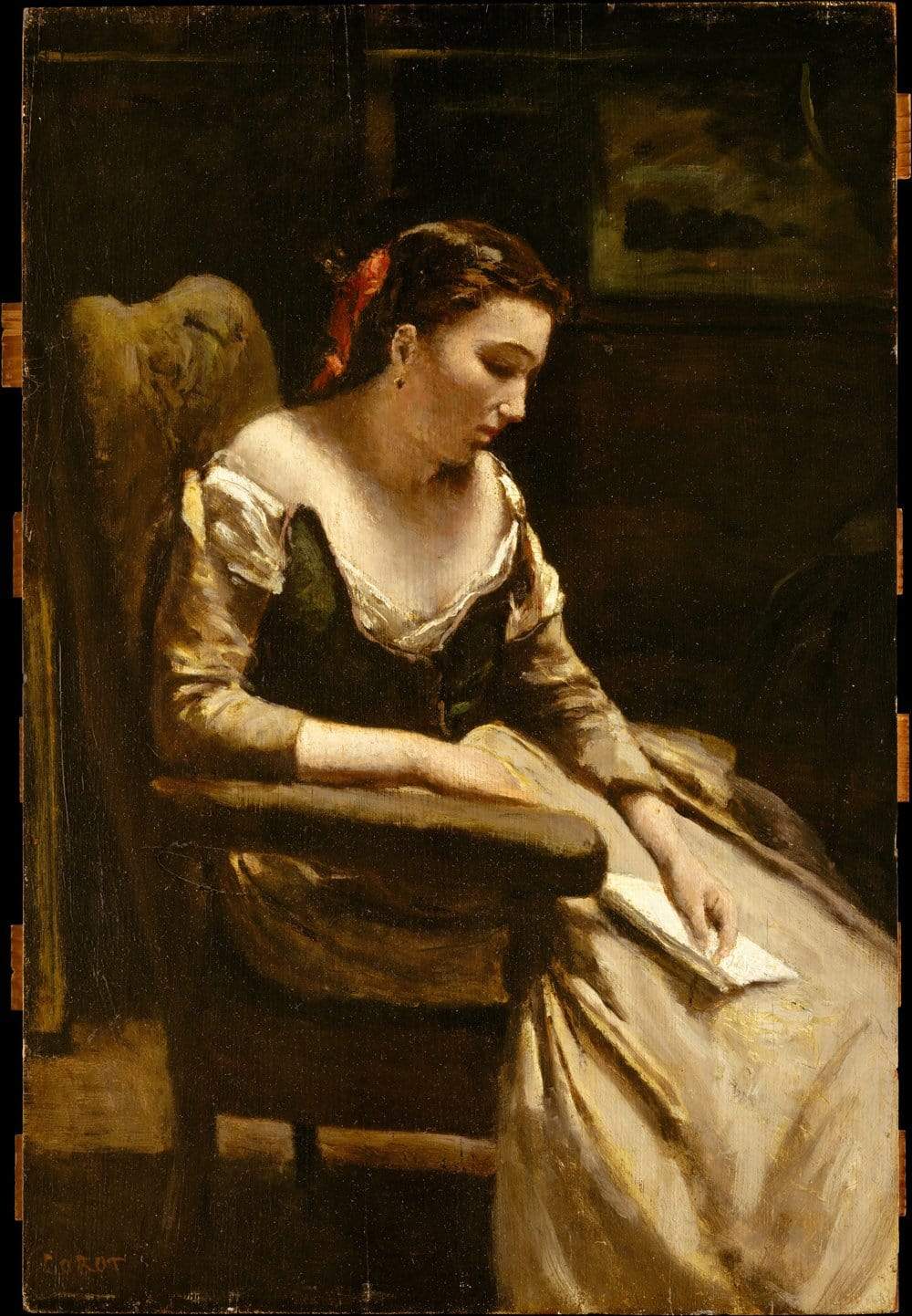 The Letter by Jean-Baptiste-Camille Corot 1865