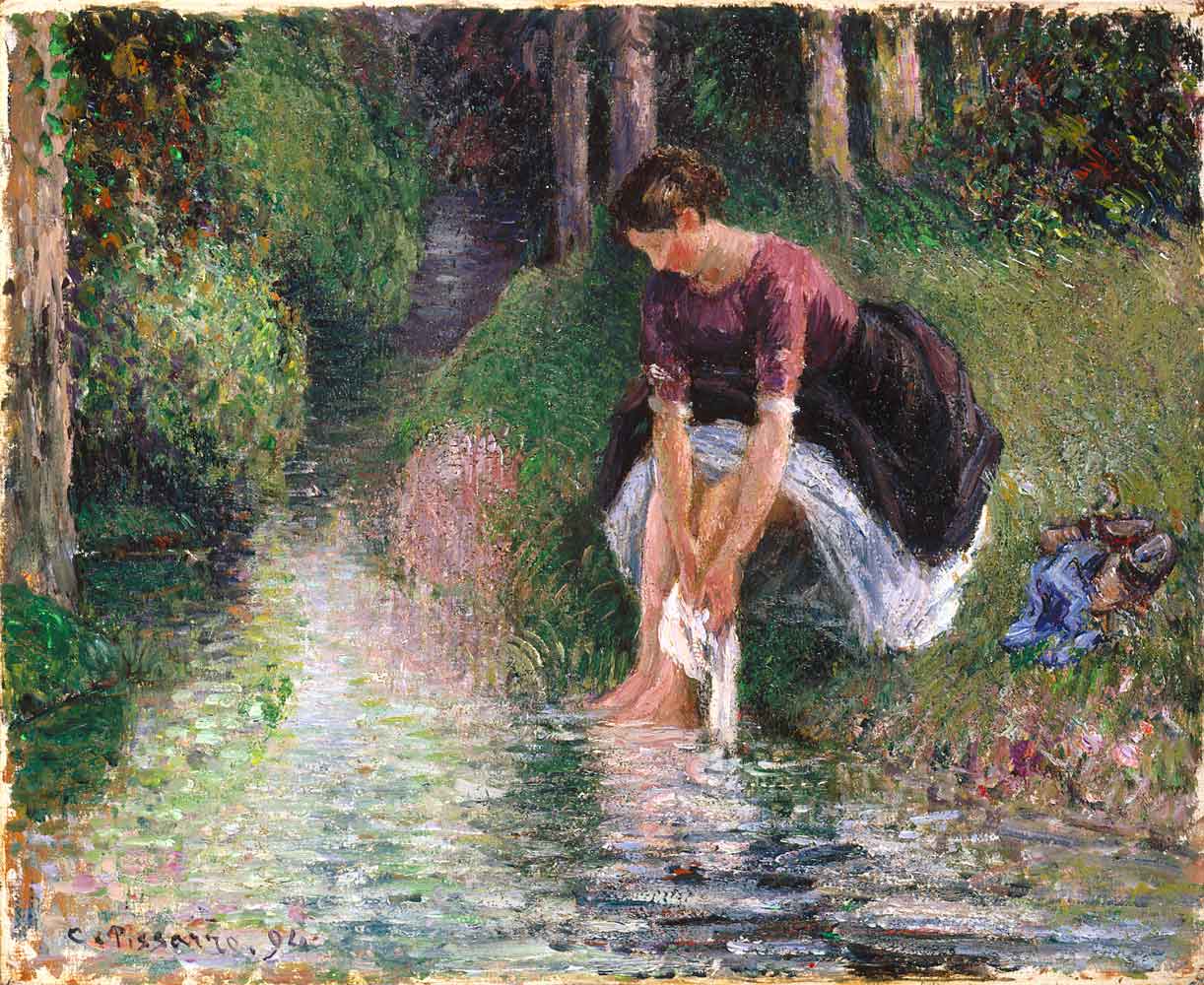 Woman Washing Her Feet in a Brook by Camille Pissarro 1894