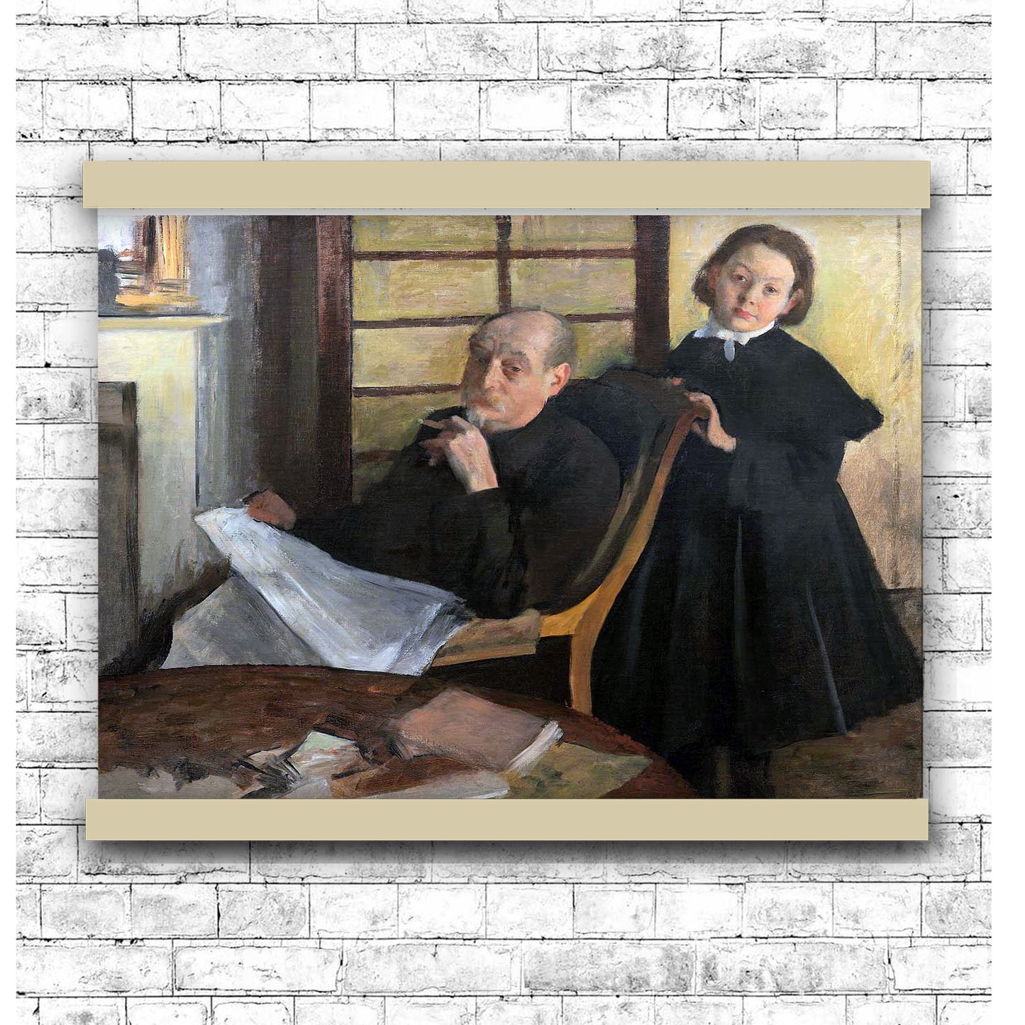Henri Degas and His Niece Lucie Degas (The Artist’s Uncle and Cousin) | Hanging Canvas Art | Choice of Board Colors