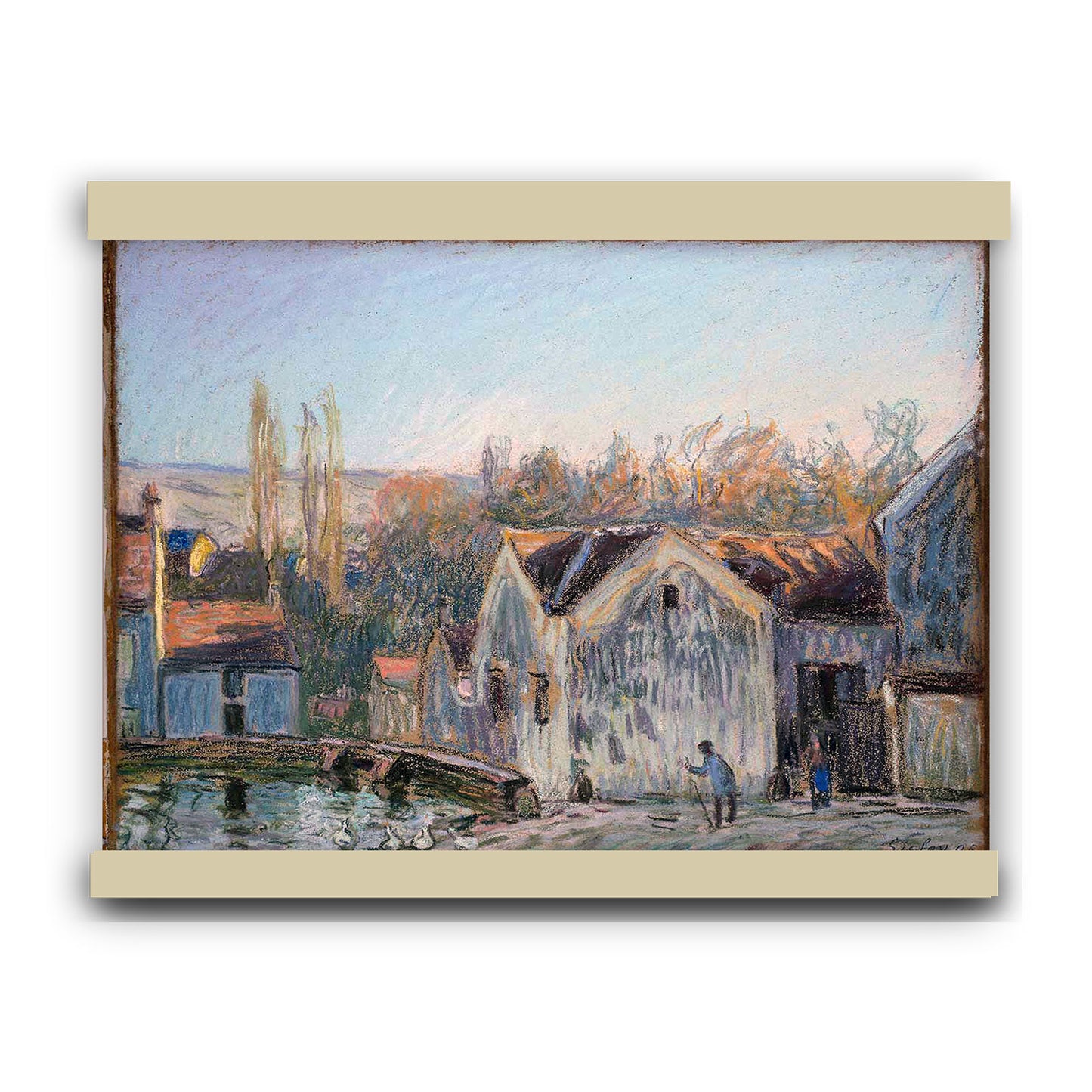 A Corner of Moret-sur-Loing by Alfred Sisley | Hanging Canvas Art | Choice of Board Colors