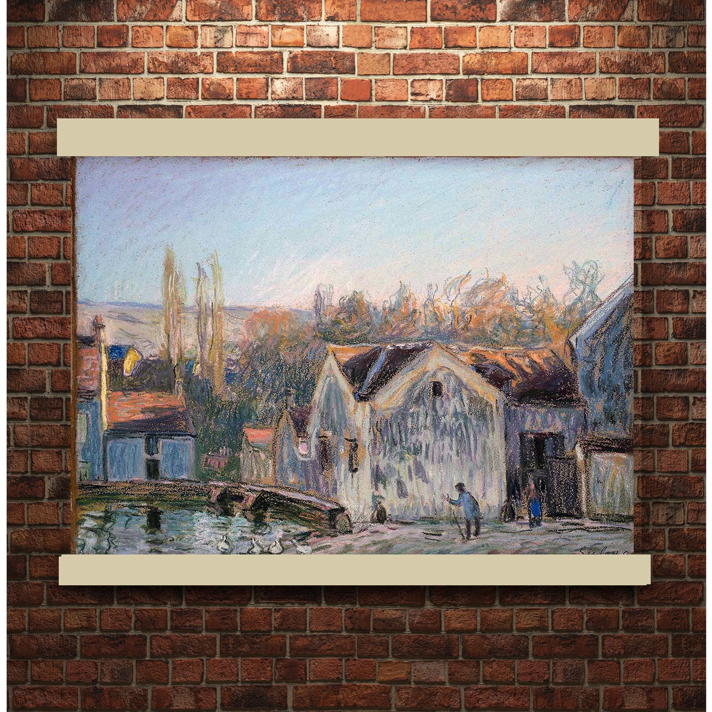 A Corner of Moret-sur-Loing by Alfred Sisley | Hanging Canvas Art | Choice of Board Colors