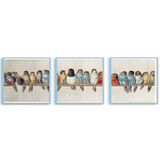A Perch of Birds| Multi-Paneled Prints | Choose Number of Panels| Total Size & Accent Color