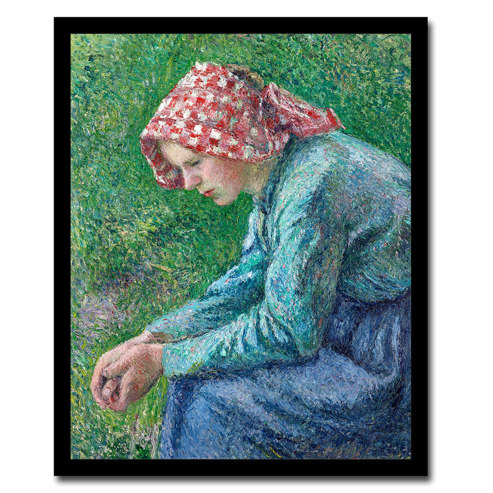 A Seated Peasant Woman (1885) by Camile Pissarro - Buy Print Only or Mounted with Choice of Accent Color