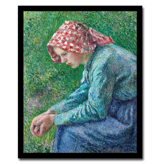 A Seated Peasant Woman (1885) by Camile Pissarro - Buy Print Only or Mounted with Choice of Accent Color