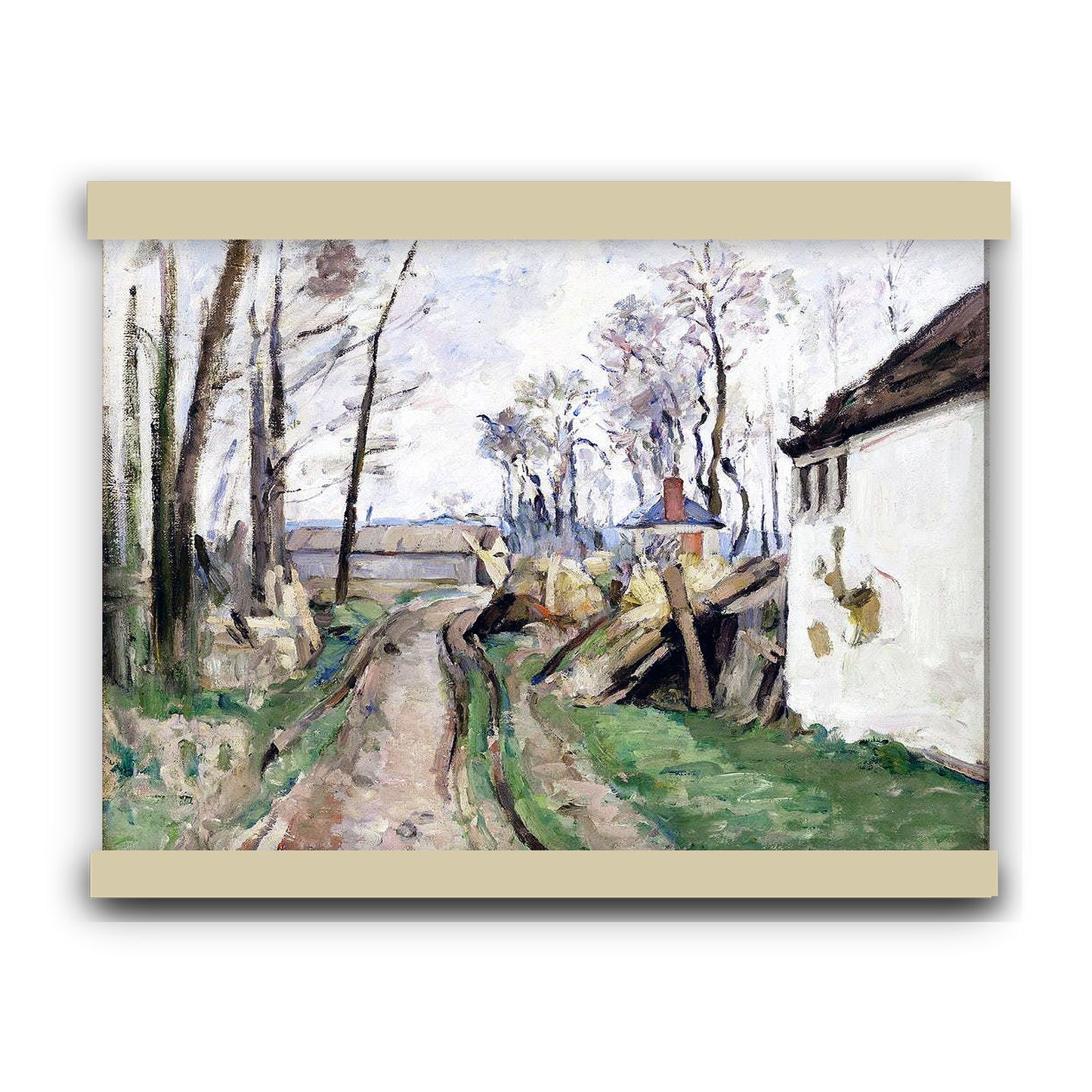 A Village Road near Auvers (ca. 1872–1873) by Paul Cézanne | Hanging Canvas Art | Choice of Board Colors