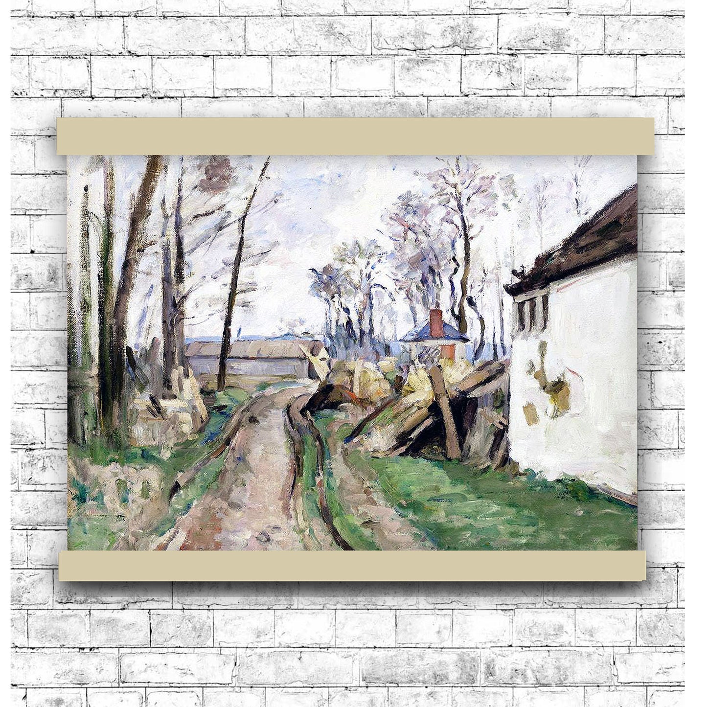 A Village Road near Auvers (ca. 1872–1873) by Paul Cézanne | Hanging Canvas Art | Choice of Board Colors