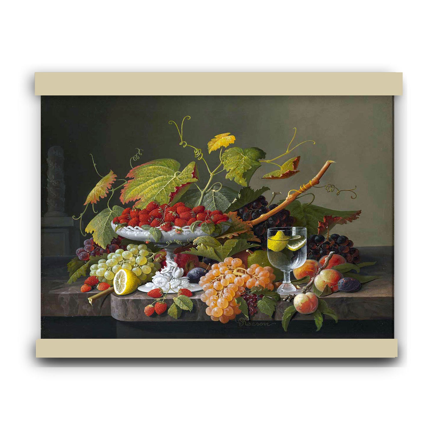 An Abundance of Fruit by Severin Roesen | Hanging Canvas Art | Choice of Board Colors