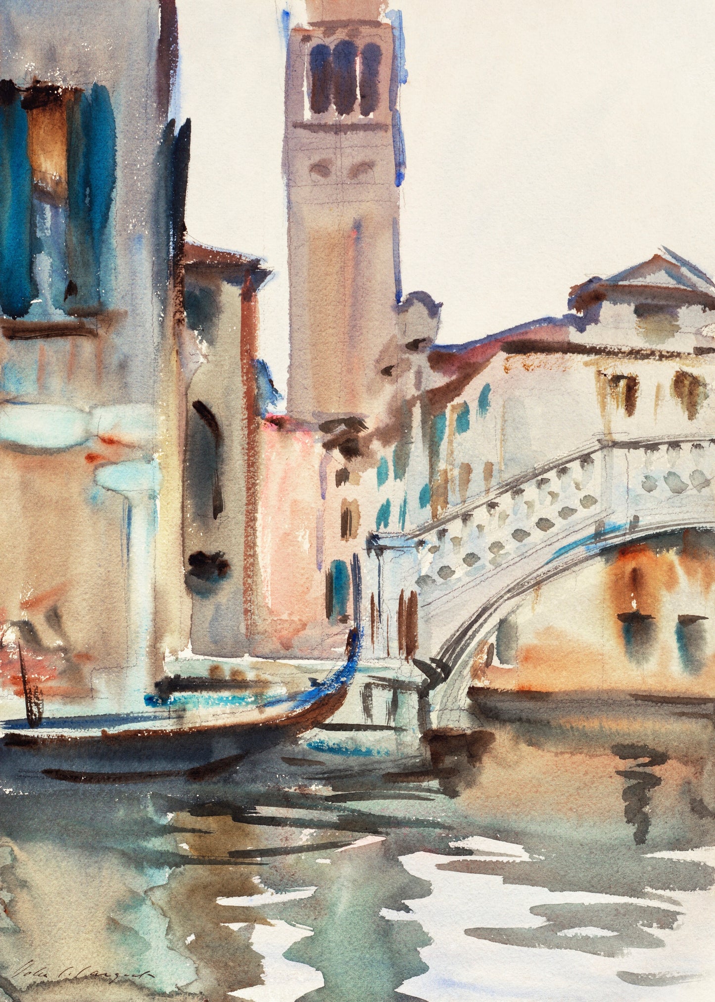 A Bridge and Campanile, Venice (ca. 1902–1904) by John Singer Sargent