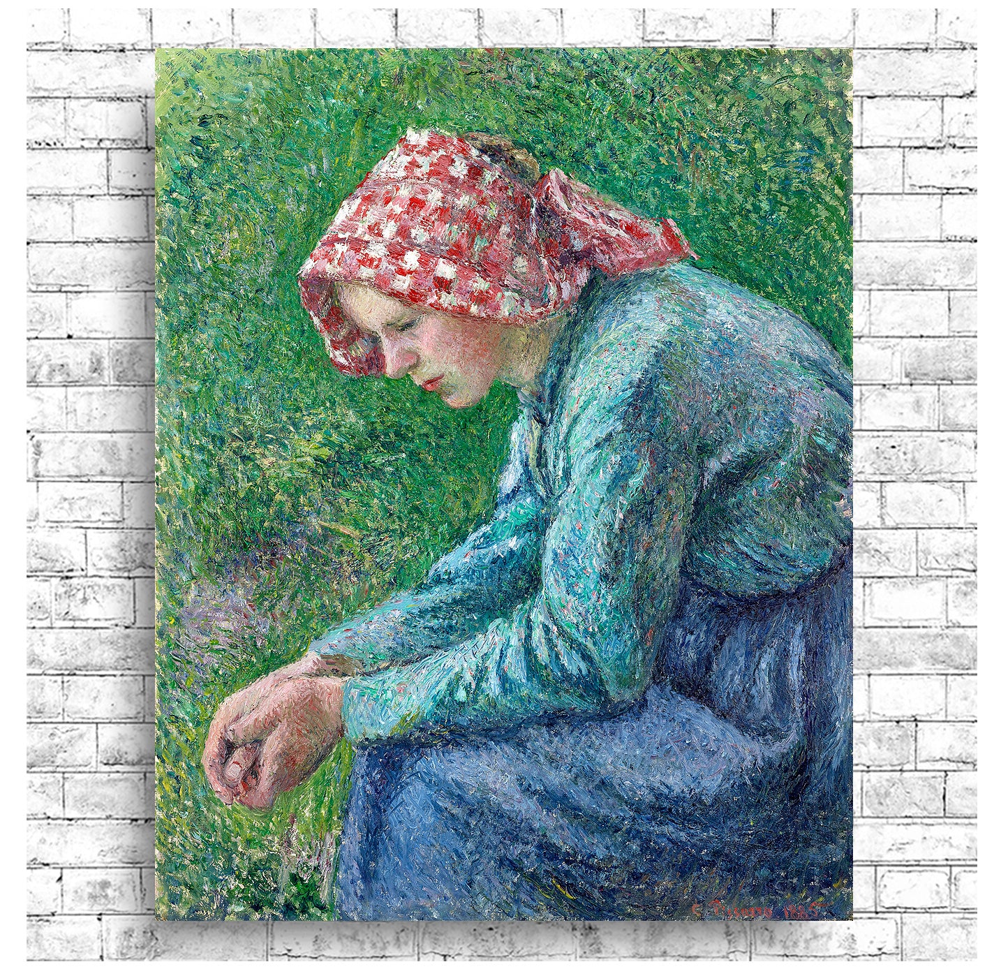 A Seated Peasant Woman (1885) by Camile Pissarro - Buy Print Only or Mounted with Choice of Accent Color