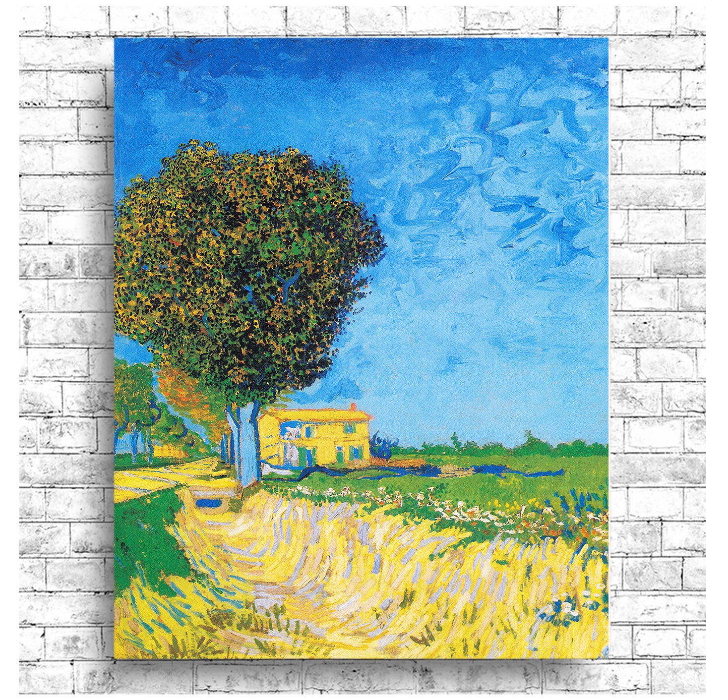 Avenue at Arles with houses (1888) by Vincent Van Gogh - Buy Print Only or Mounted with Choice of Accent Color