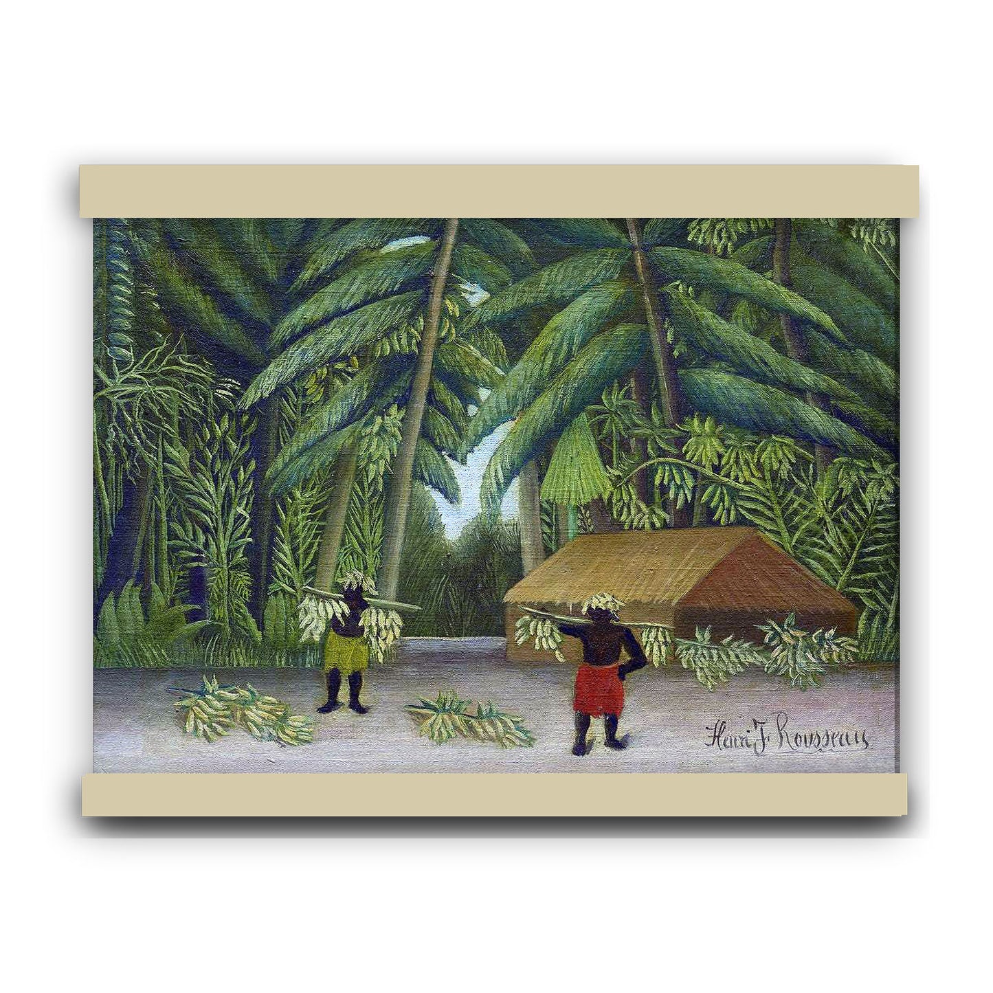Banana Harvest (ca. 1907–1910) by Henri Rousseau | Hanging Canvas Art | Choice of Board Colors