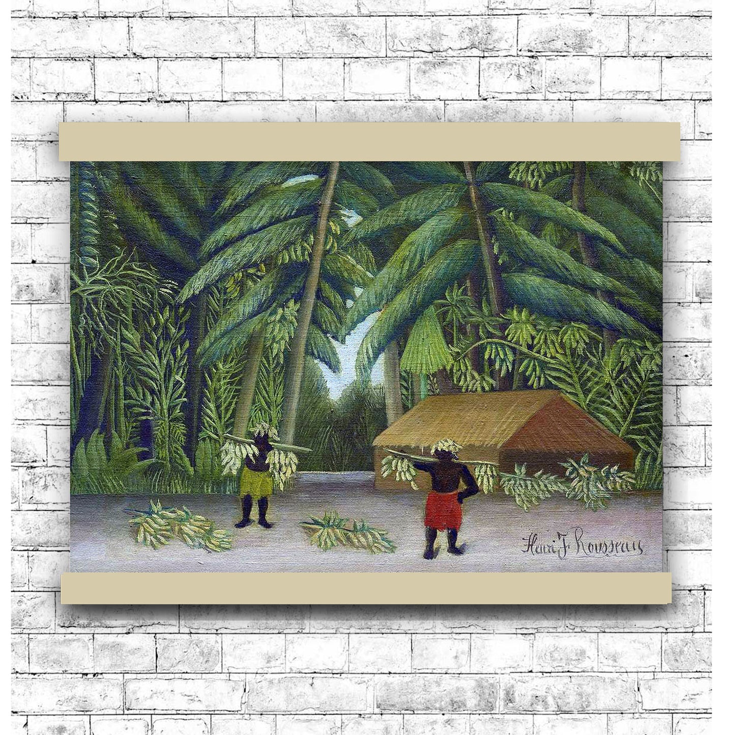 Banana Harvest (ca. 1907–1910) by Henri Rousseau | Hanging Canvas Art | Choice of Board Colors