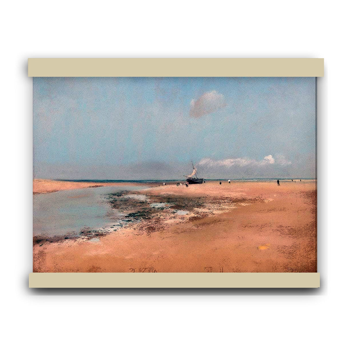 Beach at Low Tide (Mouth of the River) (1869) by Edgar Degas | Hanging Canvas Art | Choice of Board Colors