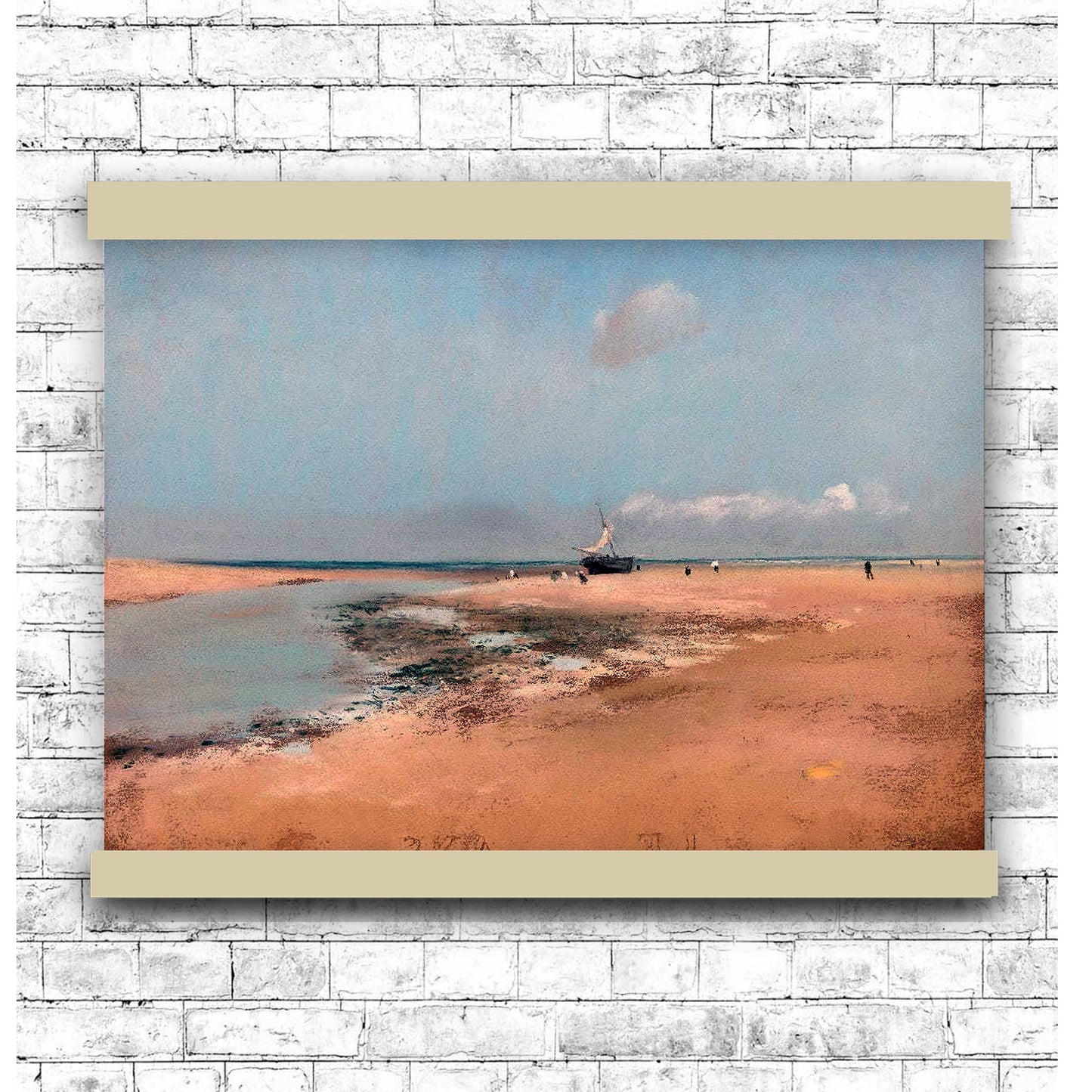 Beach at Low Tide (Mouth of the River) (1869) by Edgar Degas | Hanging Canvas Art | Choice of Board Colors