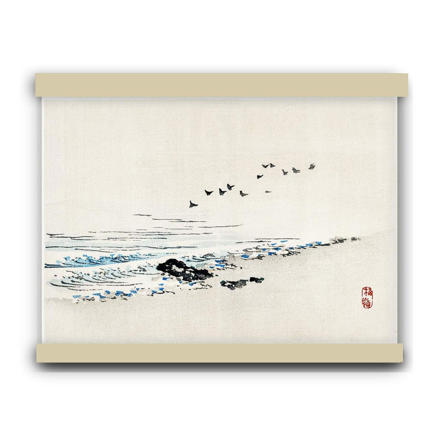 Beach scenery by Kōno Bairei (1913) | Hanging Canvas Art | Choice of Board Colors