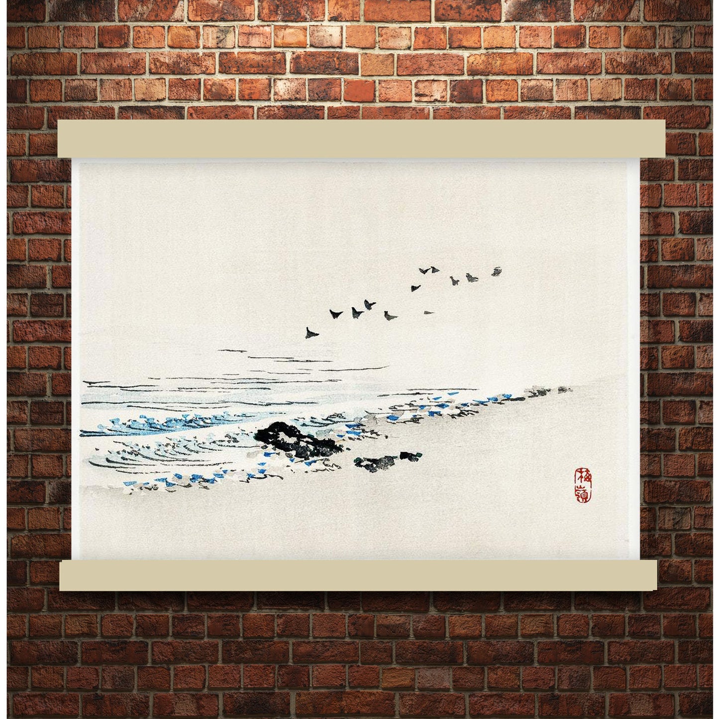 Beach scenery by Kōno Bairei (1913) | Hanging Canvas Art | Choice of Board Colors