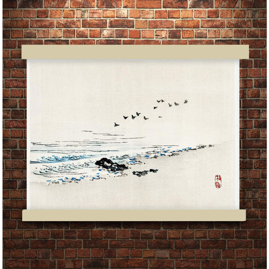 Beach scenery by Kōno Bairei (1913) | Hanging Canvas Art | Choice of Board Colors
